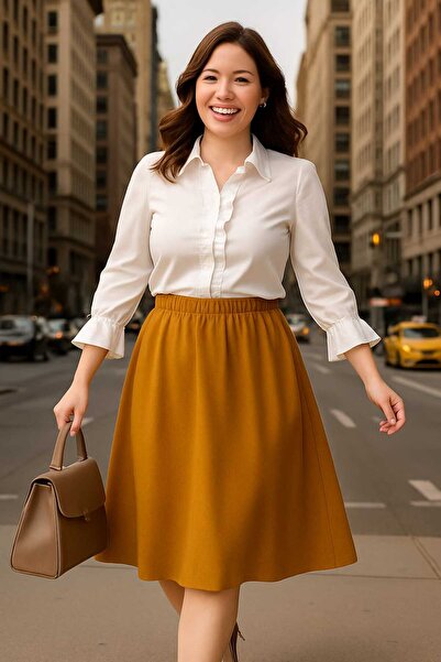 MODA Women's Plus Size Cotton A-Line Skirt