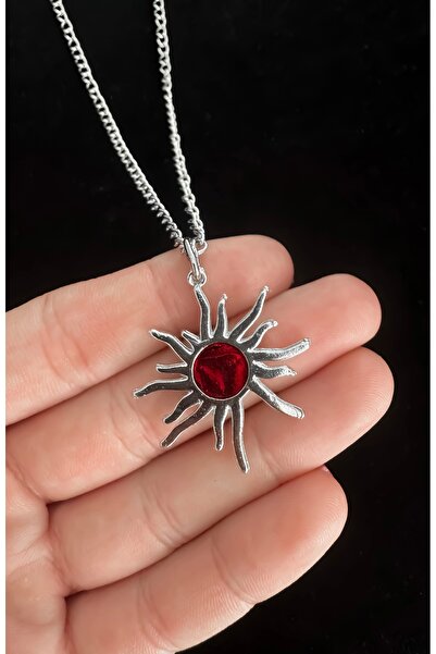 DarkellaStore Gotik Gothic Punk Kırmızı Güneş Kolye