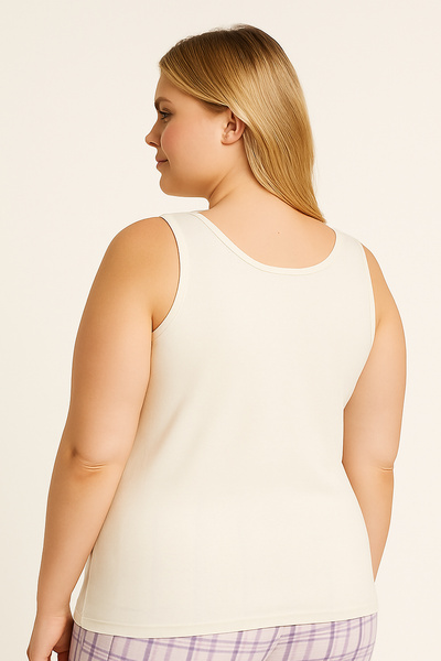 HNX Ecru Cotton Plus Size Thick Strap Women's Undershirt