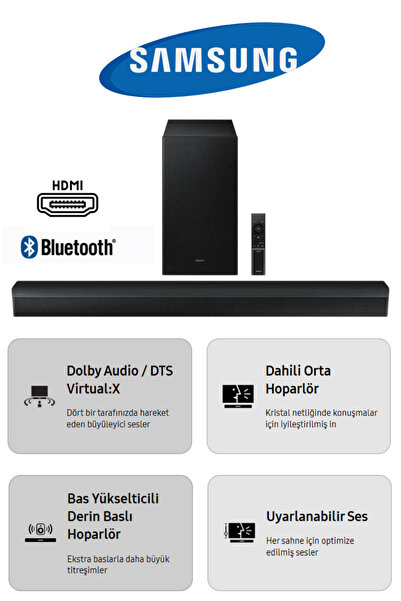 Samsung Dolby Audio / DTS Virtual:X Optik-USB-Bluetooth® TV-Telefon Bağlantı SoundBar 300W Ev Sinema Sistemi