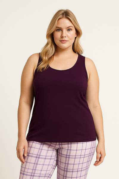 HNX Purple Cotton Plus Size Thick Strap Women's Undershirt