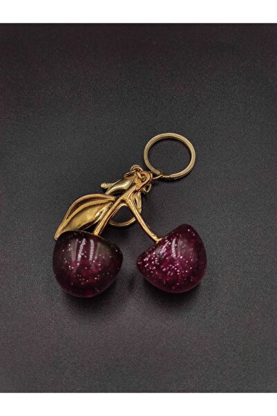 NESGO MODA زينة حقيبة كرز تشارم اللامعة باللون الأرجواني