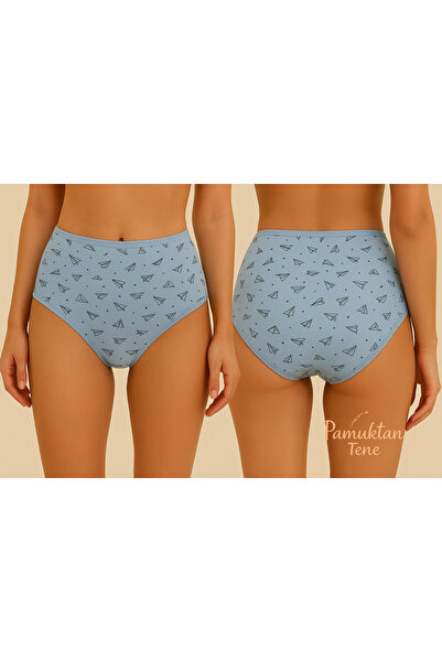 Pamuktan Tene 4'lü Kadın Yüksek Bel Çok Rahat Külot Seti