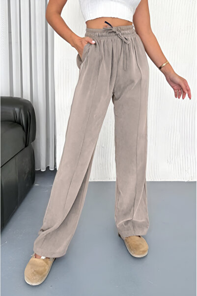 adba style Bağcıklı Beli Lastikli Modal Palazzo Kadın Pantolon 4015