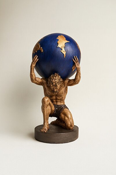 Khleos Modern Sanat Atlas Heykeli, Büyük Boy Dekoratif Ofis ve Ev Aksesuarı