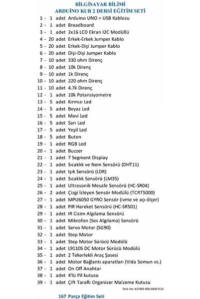 Arduino Projeleri Arduino Bilgisayar Bilimi Kur 2 Dersi Eğitim Seti