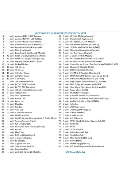 eğiteklab ARDUİNO MEGA PREMİUM SENSÖR EĞİTİM SETİ