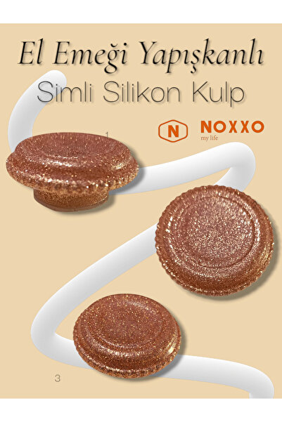 N NOXXO El Emeği Yapışkanlı Simli Silikon Kulp Mobilya Mutfak Banyo Dolap Çek...