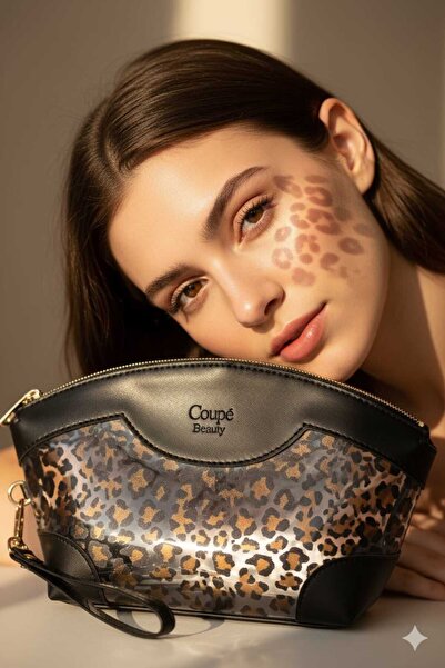 Coupe Leather Bianca Leopar Çanta, ayna hediyeli