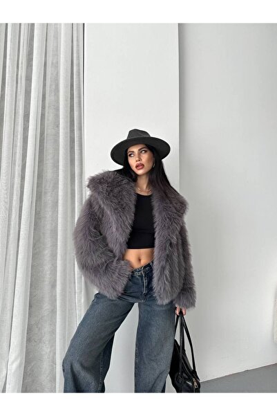 GM Butikk Yeni Sezon Kadın Premium Oversize Peluş Kürk Mont