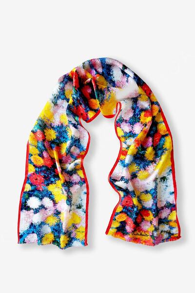 Galiga Monet Flowers %100 Ipek Fular 26*130cm 'art On Silk'