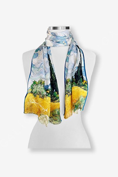 Galiga Van Gogh-cypress %100 Ipek Fular 26*130cm 'art On Silk'