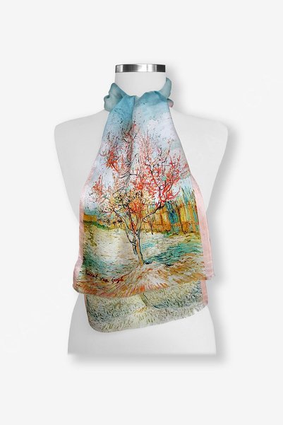 Galiga Van Gogh-pink Trees %100 Ipek Fular 26*130cm 'art On Silk'