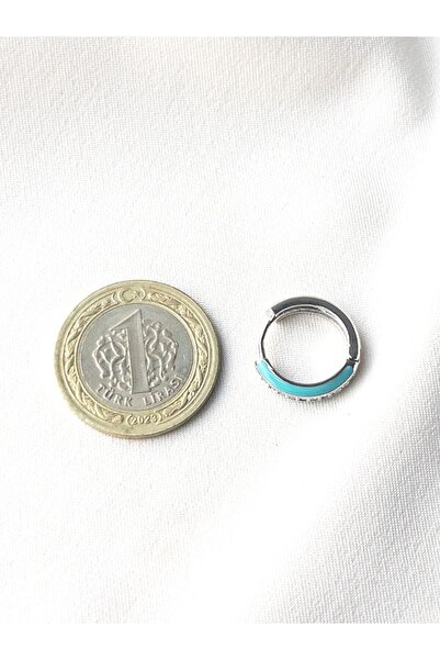 Siya Silver Zirkon Taşlı Turkuaz Mineli Kadın Halka Küpe