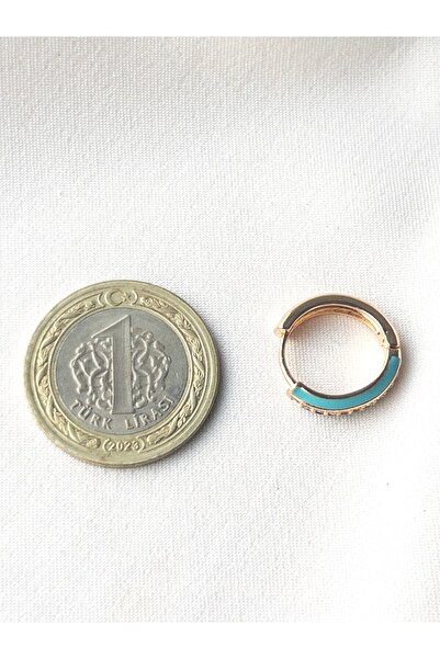 Siya Silver Zirkon Taşlı Turkuaz Mineli Kadın Halka Küpe