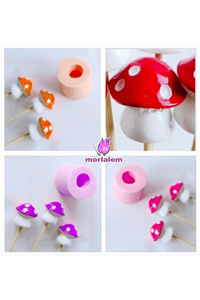 morlalem m 3 Boyutlu 2,4cm Mini Minyatür Mantar Silikon Kalıp K-788, Taş Tozu Sabun Alçı Mum Kalıbı