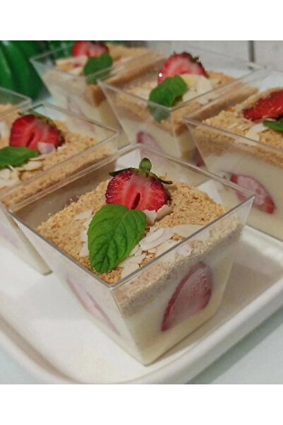 Yogi parti Kubik Prizma Mika Plastik Şeffaf Kapaksız Sunum Kabı 120 cc 12 ade...