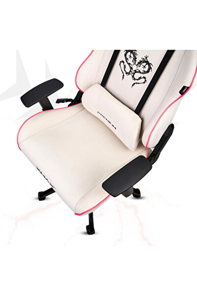 XMAX / Rio Balerion Terletmez Kadife Kumaş Beyaz Gaming Oyuncu Koltuğu / 120 Kg Taşır