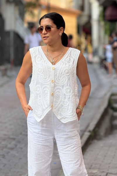 Suziş Вишитий оверсайз жилет M38965