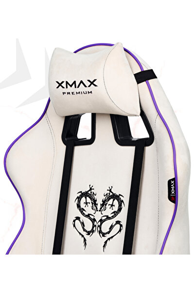 XMAX / Rio Balerion Terletmez Kadife Kumaş Beyaz Gaming Oyuncu Koltuğu / 120 Kg Taşır