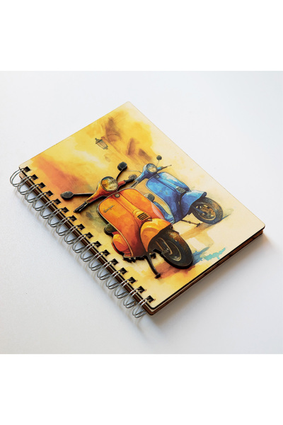 ertal hediyelik Spiral A/5 Notebook with Wooden Cover, Color Printing Glossy ...