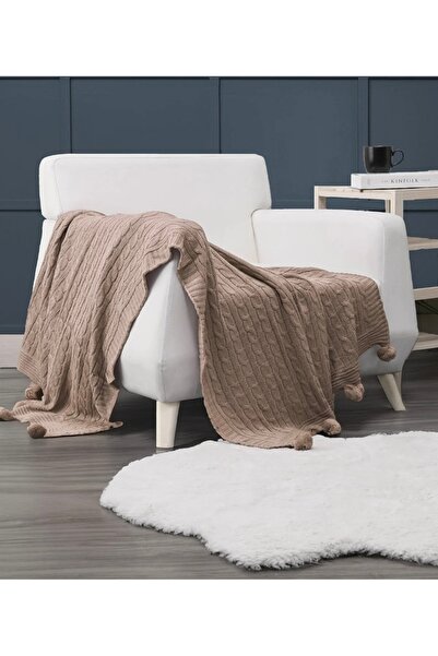 Home Triko Ponponlu TV Battaniye- Diz Şalı- Dokuma Koltuk Örtüsü