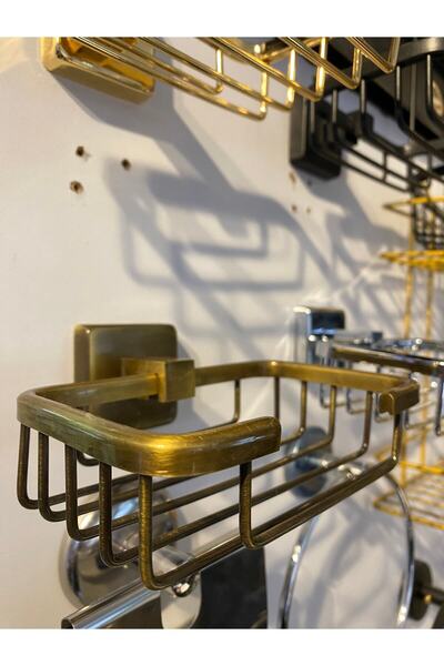 İSAOĞLU YAPI Suport pentru burete din aur mat Suport pentru săpun din aur antic Suport pentru șampon din alamă