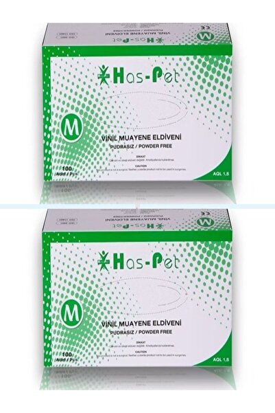Has-Pet Vinil Eldiven Pudrasız 100'lü Paket 2 Adet M Beden