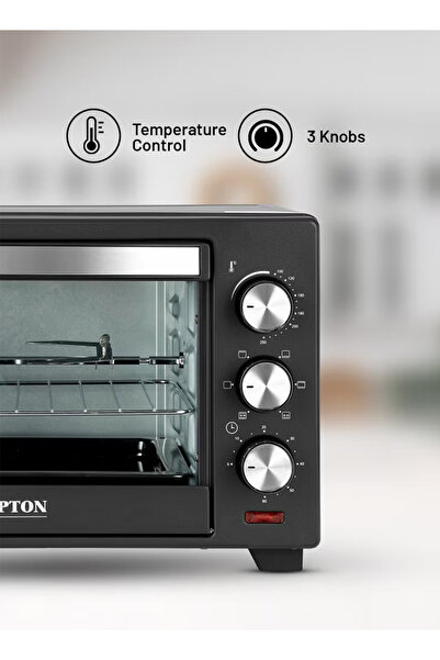 KRYPTON 19L Oven with Rotisserie, 1280W Heating, Timer, Auto Shut-Off & Tempered Glass