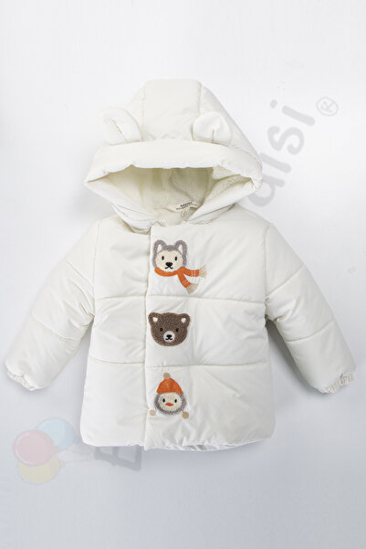 Ofislot Waterproof Fur Inside Plush Zipper Thick Hooded Inflatable Snow Winter Baby Boy Coats Children Coat