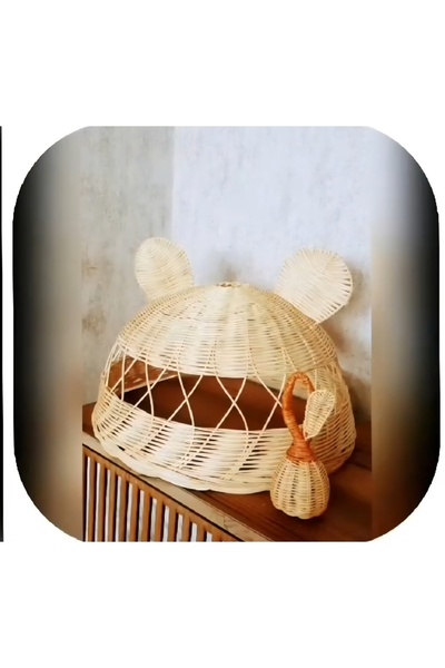 Nndekorasyon Rattan bambu hasır avize(Beyaz duy ile gönderim olacaktır)