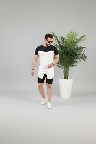 Fifty Color Unisex Λευκό-Μαύρο καλοκαιρινό σορτς και μπλουζάκι