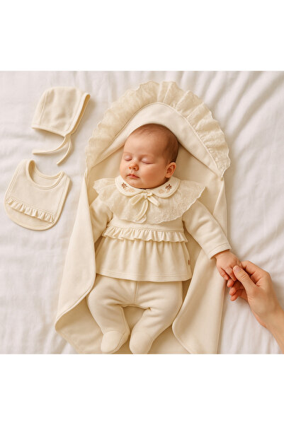 ZEYNUKO KIZ BEBEK MOBİL DANTEL YAKALI KUNDAKLI BATTANİYELİ 10'LU YENİDOĞAN HA...