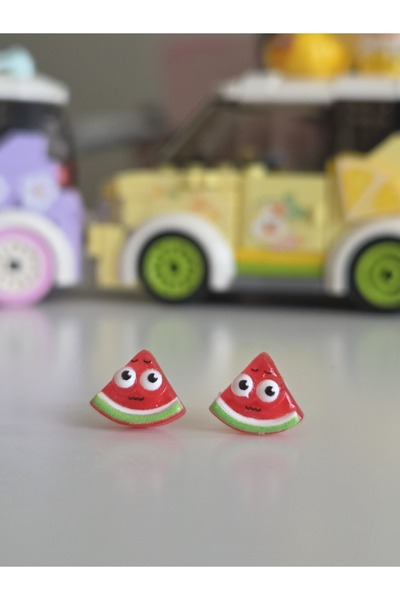 AyShope Antialerjik Şeffaf Uçlu Bioplast Meyve Desenli Silikon Küpe Bir Çift