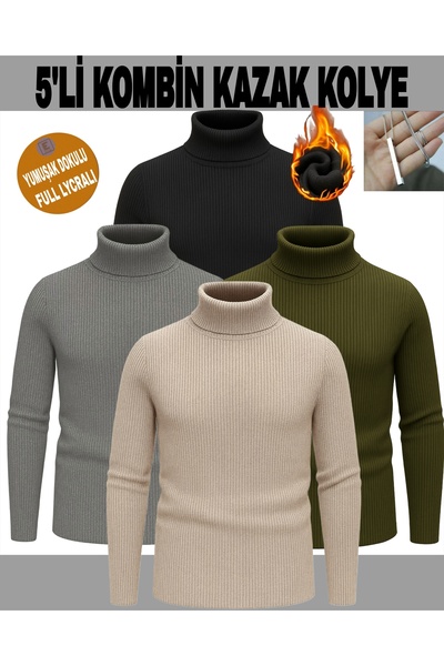 EMKA GİYİM Pulover combinat cu gât roscat din 5 piese