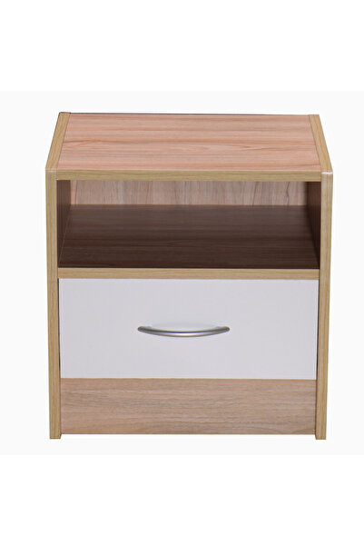 BAITY طاولة جانبية للسرير مع درج واحد ورف، خشب ماليزي