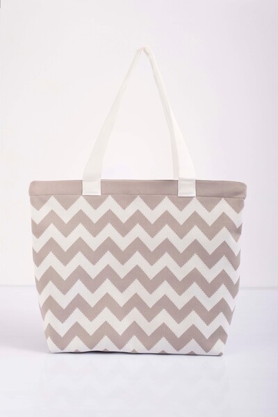 Sebir Moda Zigzag Patterned Knitwear Shoulder and Beach Bag