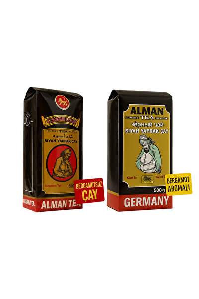 CAMELON TEA ALMAN & CAMELON 2’li Siyah Yaprak Çay Seti – Bergamotlu ve Bergamotsuz 2x500g