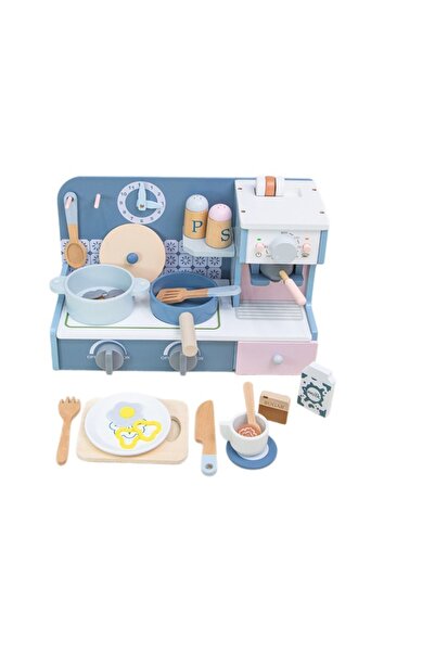 LITTLE ANGEL - موقد مطبخ خشبي للأطفال - مجموعة لعب طبخ تظاهري