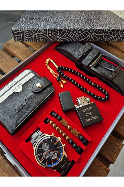 WERWOLF BAY KOL SAATİ SETİ ÇAKMAK CÜZDAN KEMER TESBİH BİLEKLİLİ SET BAKIR KASALI