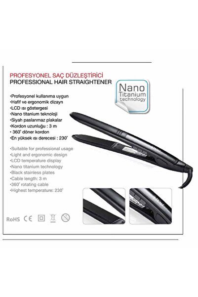 Trina Professional Hair Straightener Nano Titanium Black Plate with Digital Display 0060