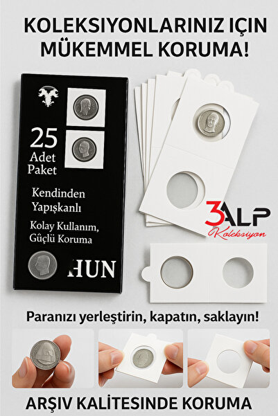 3Alp Koleksiyon 35 mm Madeni Para Karton Kapama, Kendinden Yapışkanlı - Stick...