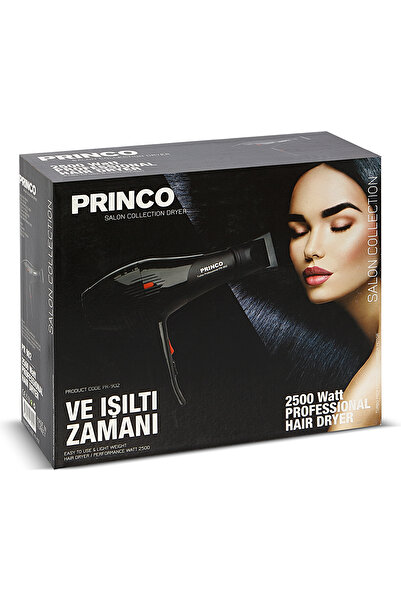 Princo Fön, Şekillendirme ve Saç Kurutma Makinası 2400 W 2 Kademeli Ayar Siyah Pr-902