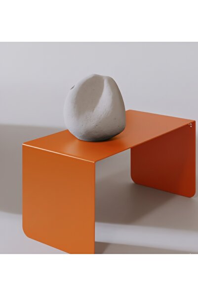 VoomeDesign Klasik Metal Turuncu Yan Sehpa Dekoratif Ev Mobilyası