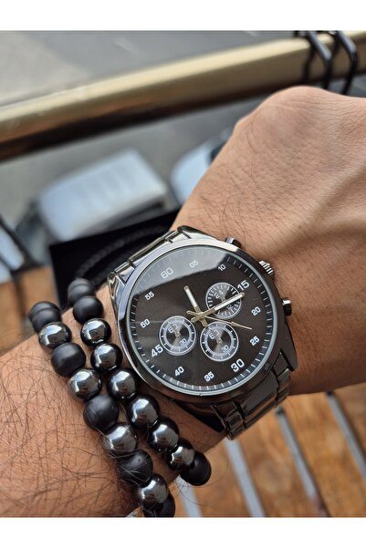 Spectrum Metal Case Metal Cord Black Color Men's Wristwatch