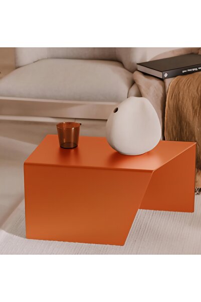 VoomeDesign Minimalist Metal Turuncu Yan Sehpa Dekoratif Ev Mobilyası