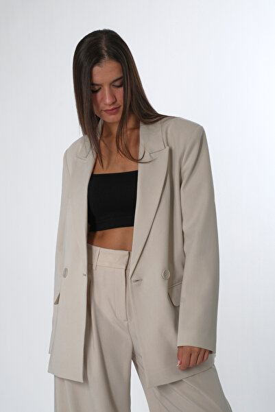 ABBRA Women's Striped Blazer Jacket