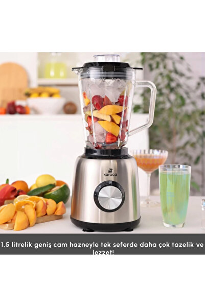 Karaca Buz Kırma Özellikli İnox Cam Hazneli Smoothie Blender 1000W Güçlü Motor