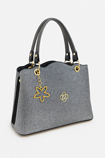 MOLDİVA حقيبة كتف وكتف نسائية رمادية فضية مبطنة بالكامل وحزام قابل للتعديل هد...