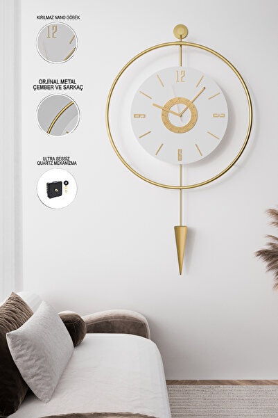 MetaQuartz Aksesuar Kadranlı - Masippi Kristal Gold - Büyük Boy(50X90CM) (PİLLİ LED) , Metal Duvar Saati